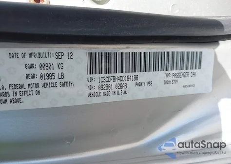 2013 Dodge Dart Sxt from USA, damaged, VIN 1C3CDFBH4DD184188